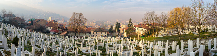 SARAJEVO,BOSNIA AND HERZEGOVINA-DECEMBER 09,2016: panorama of th