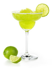 frozen margarita garnished with lime isolated on white © popout