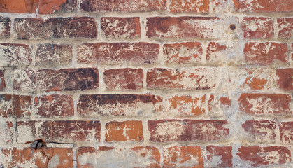 Red old brick wall background