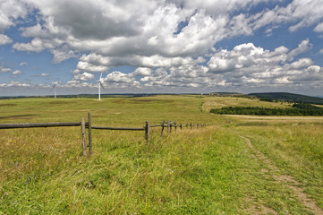 Fototapeta na wymiar Expanse of a green field with sky behind