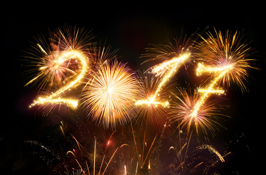 Happy New Year - Golden Fireworks
