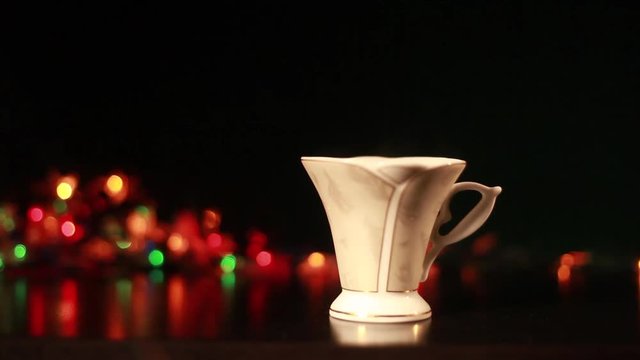 New Year Christmas. steam from a cup of coffee
