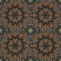 Ornate floral seamless texture, endless pattern with vintage mandala elements.