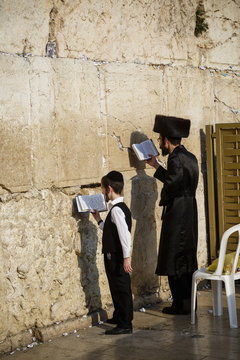 Jewish people praying at the Western Wall (Wailing Wall), Jerusalem, Israel