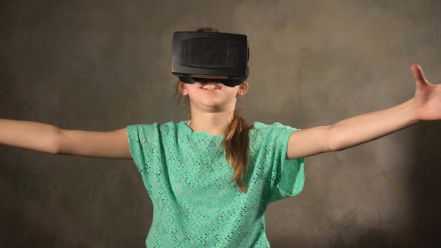 Teen young girl with VR headset