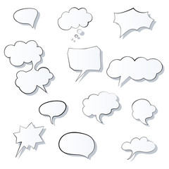 Set of comic 3d speech bubbles icon. Thought bubble Vector image Eps