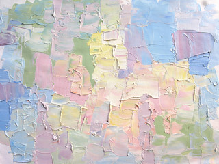 Oil paint. Palette knife.  Colorful textured background.