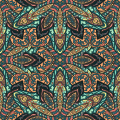 Ornate floral seamless texture, endless pattern with vintage mandala elements.