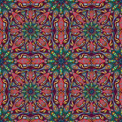 Ornate floral seamless texture, endless pattern with vintage mandala elements.