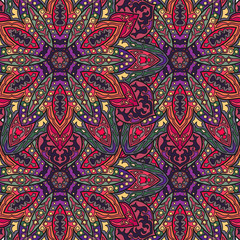 Ornate floral seamless texture, endless pattern with vintage mandala elements.