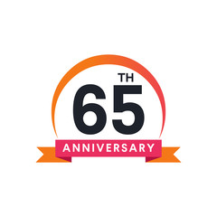 65 Th anniversary ribbon logo with crescent moon shape