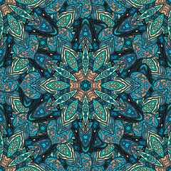 Ornate floral seamless texture, endless pattern with vintage mandala elements.