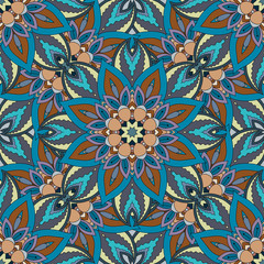 Ornate floral seamless texture, endless pattern with vintage mandala elements.