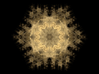 Fractal pattern of  abstract brown flower  on  black background