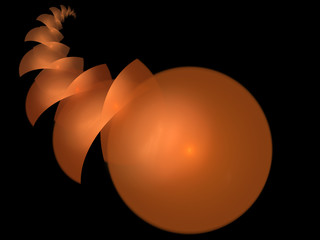Fractal pattern of bright orange sphere on  black background