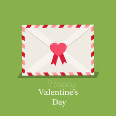 Happy Valentines Day Envelope with Paper Hearts.