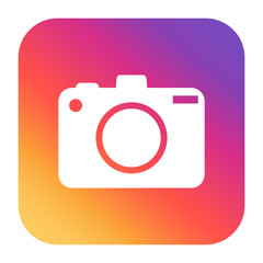 Camera icon on gradient background. Flat vector illustration.