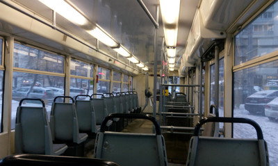 Obraz premium Empty tram in Moscow