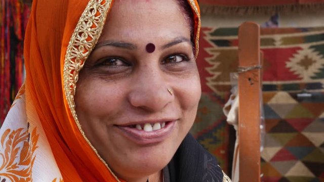 Portrait of Indian Woman in Pushkar, India