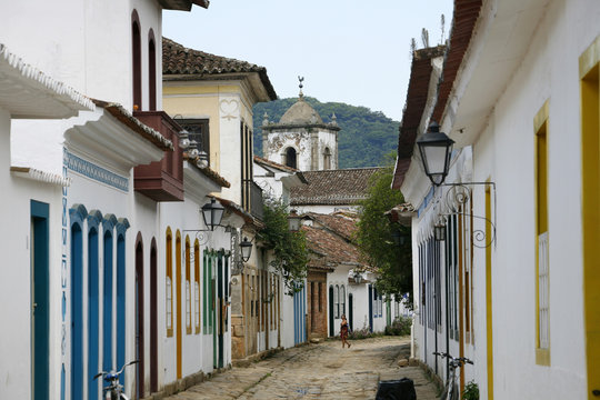 Typical colonial houses in the historic part of Parati, Rio de Janeiro State, Brazil