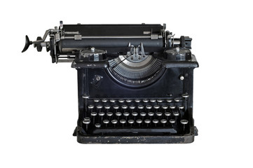 Old vintage typewriter, isolated on white background