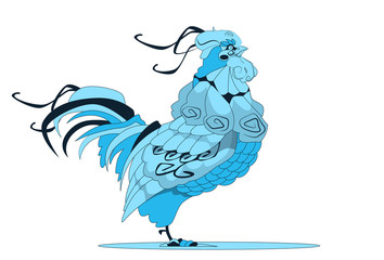 Rooster Bird Happy New Year Sign Asian Horoscope Banner Flat Vector Illustration