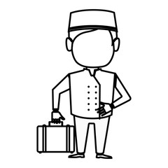 bellboy character hotel service icon vector illustration design