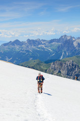 Ascent to marmolada, dolomites, Italy.