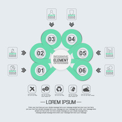 ELEMENT FOR INFOGRAPHIC  TEMPLATE GEOMETRIC FIGURE OVERLAPPING CIRCLES FOUR EDITION GREEN