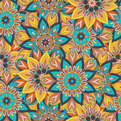 Ornate floral seamless texture, endless pattern with vintage mandala elements.