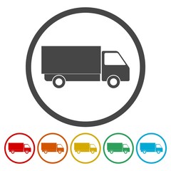 Simple web icon in vector: truck set 
