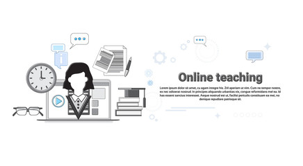 Teaching Online Web Education Banner Vector Illustration