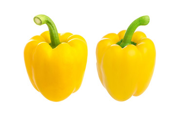 Yellow pepper isolated on white background, with clipping path
