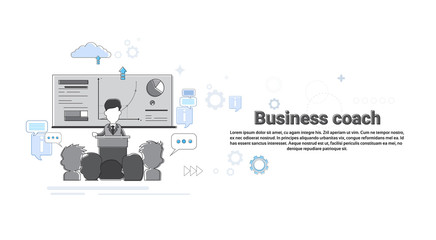 Leadership Coaching Management Business Web Banner Vector Illustration