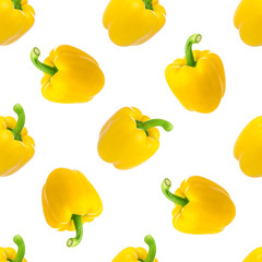 Seamless pattern with Yellow pepper isolated on white background, with clipping path