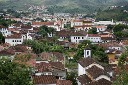 View over Mariana from the from the bell tower of Basilica de Sao Pedro dos Clerigos, Mariana, Minas Gerais, Brazil 