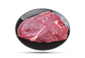 Piece of raw pork isolated on white background, with clipping path