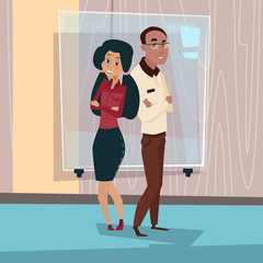 Mix Race Businesspeople Couple African American Business Man And Indian Businesswoman Flat Vector Illustration