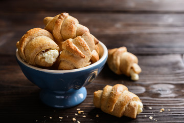 Salty whole meal Croissants stuffed with Feta cheese