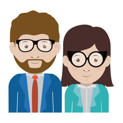 Man and woman cartoon with glasses icon. Couple relationship and love theme. Isolated design. Vector illustration
