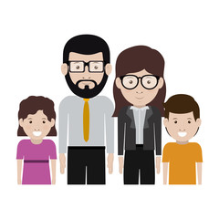 Mother and father with kids cartoon icon. Family relationship avatar and generation theme. Isolated design. Vector illustration