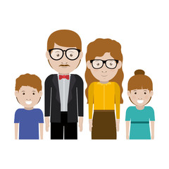 Mother and father with kids cartoon icon. Family relationship avatar and generation theme. Isolated design. Vector illustration