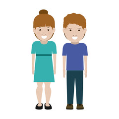 Girl and boy cartoon icon. Couple relationship and love theme. Isolated design. Vector illustration