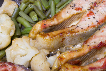 baked salmon and vegetables
