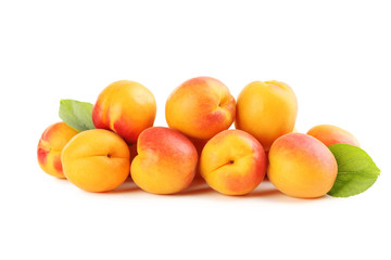 Fototapeta na wymiar Ripe apricots fruit isolated on a white