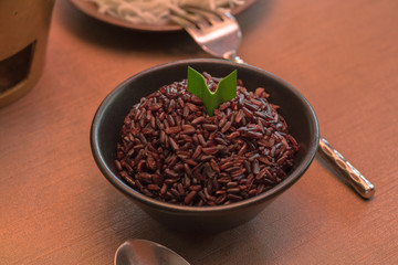 Cooked Rice in bowl on table
