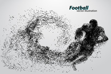 Fototapeta na wymiar silhouette of a football player from particle. Rugby. American footballer