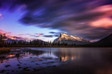 Sunset at Vermillion Lakes, Banff - obrazy, fototapety, plakaty