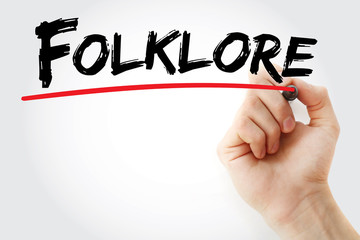 Hand writing Folklore with marker, concept background