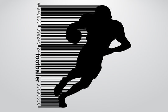 silhouette of a football player. Rugby. American footballer
